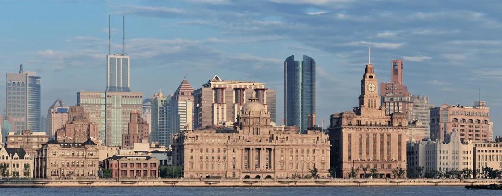 Stunning view of The Bund in Huangpu District, Shanghai, showcasing historical buildings against a modern skyline