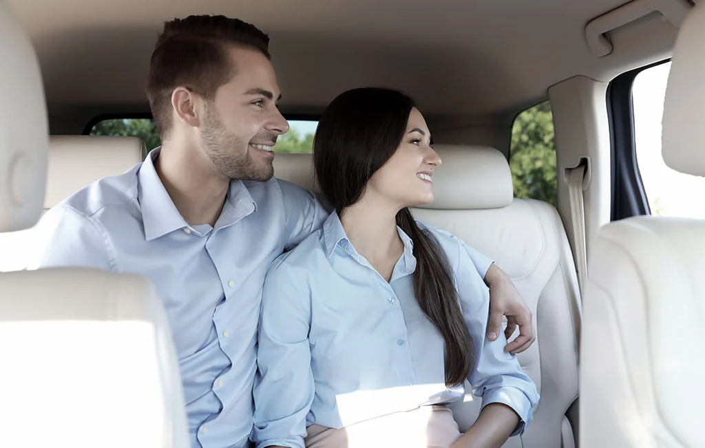 Young couple in car